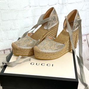 Gucci Marmont Espadrille Platform Wedges